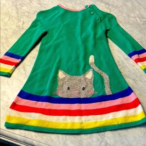 Vibrant and playful Mini Boden peekaboo cat sweater dress